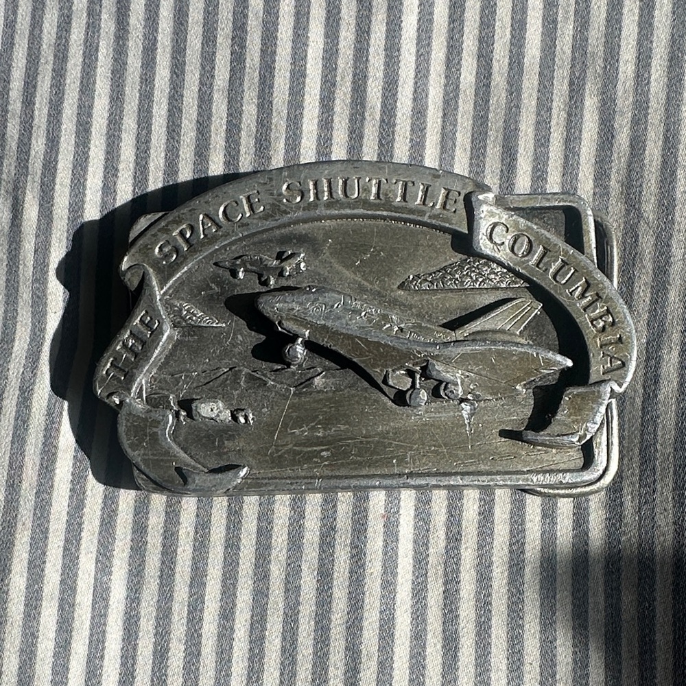 St. John Silver Space Shuttle Belt Buckle